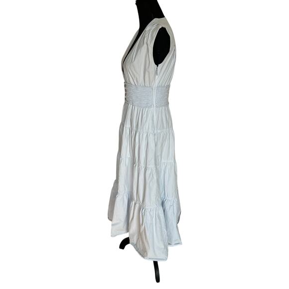 Derek Lam Baby Blue Tiered Ruffle Midi Dress Size 4 Cotton Cottage Designer $385 - Picture 8 of 11